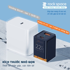 Củ Sạc Nhanh iPhone Rockspace T66 mini,2 cổng USB-TypeC chuẩn PD 22.5W,ổn định,không nóng máy,hàng