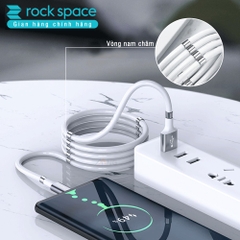 Cáp sạc silicon nam châm Rock cho samsung và các dòng androind, kết nối typeC, màu trắng, chính hãng bảo hành 1 năm