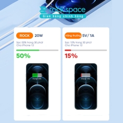 Củ sạc nhanh iphone 12 20W Rockspace T12pro sạc nhanh iphone chuẩn PD, cổng ra typeC bảo hành 1 đổi 1 trong 12 tháng