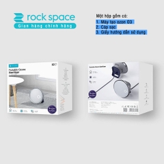 Máy tạo Ozone diệt khuẩn, khử mùi Rockspace O3 dùng trên xe hơi, phòng tắm, tủ quần áo, 2 màu xanh, bạc Hàng chính hãng