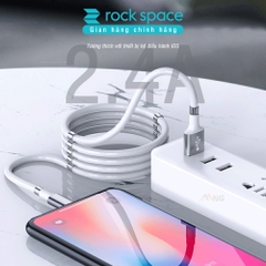 Dây cáp sạc iPhone silicon nam châm Rockspace, sạc nhanh,ổn định, màu trắng, độ dài 90cm, chính hãng bảo hành 12 tháng