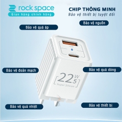 Củ Sạc Nhanh iPhone Rockspace T66 mini,2 cổng USB-TypeC chuẩn PD 22.5W,ổn định,không nóng máy,hàng