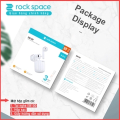 Tai nghe bluetooth không dây nhét tai Rockspace EB100, tw5, có mic, chơi game, nghe nhạc, chính hãng bảo hành 12 tháng