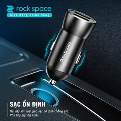 Tẩu sạc nhanh cho ô tô 2 cổng USB Rockspace H8 - Hàng chính hãng bảo hành 12 tháng lỗi  đổi 1
