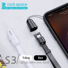 Dây cáp sạc typeC Rockspace S3 dành cho điện thoại kiêm móc khóa độ dài 21cm hàng chính hãng bảo hành 12 tháng