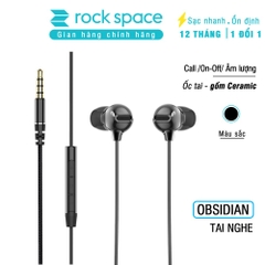Tai nghe nhét tai có dây có mic Rockspace Obsidian chân cắm 3.5 có mic nghe gọi hàng chính hãng bảo hành 1 năm