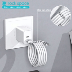 Dây cáp sạc iPhone silicon nam châm Rockspace, sạc nhanh,ổn định, màu trắng, độ dài 90cm, chính hãng bảo hành 12 tháng