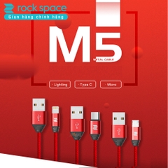 Dây cáp sạc Rockspace M5 dây dù cổng typeC dành cho điện thoại android - Hàng chính hãng bảo hành 12 tháng