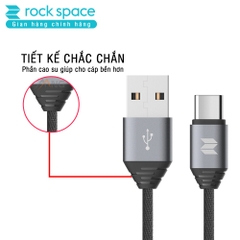 Dây cáp sạc Rockspace M5 dây dù cổng typeC dành cho điện thoại android - Hàng chính hãng bảo hành 12 tháng