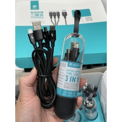 Dây Cáp Sạc ba đầu Devia dây dù, sạc 3 thiết bị cùng lúc - Hàng chính hãng Bảo hành 12 tháng