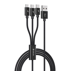 Dây Cáp Sạc ba đầu Devia dây dù, sạc 3 thiết bị cùng lúc - Hàng chính hãng Bảo hành 12 tháng