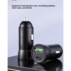 Tẩu sạc xe hơi 2 cổng sạc nhanh PD 20W Rockspace H12 Dual-port A+C  Car Charger bảo hành 12 tháng
