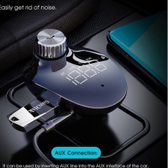 Tẩu sạc trên xe hơi kiêm đầu thu/ phát FM Rockspace B302 kết nối bluetooth hàng chính hãng BH 1 năm