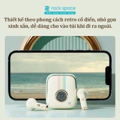 Tai nghe Bluetooth không dây nhét tai TWS Rockspace Retro Style nghe nhạc lên đến 24h có BH