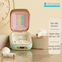 Tai nghe Bluetooth không dây nhét tai TWS Rockspace Retro Style nghe nhạc lên đến 24h có BH