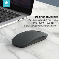 Chuột máy tính Gaming Devia có 2 chế độ kết nối bluetooth và kết nối không dây 2.4G, nhỏ nhẹ pin 400mAh có bảo hành
