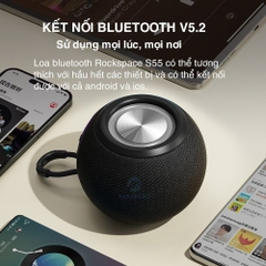 Loa mini bluetooth nghe nhạc không dây Rockspace S55 có micro nghe gọi nhỏ gọn có đầu cắm usb thẻ nhớ Hàng chính hãng