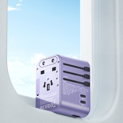 Củ sạc nhanh đa năng sạc toàn cầu 33w Rockspace T62 có chân chuyển đổi hàng chính hãng BH 12 tháng