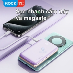 Pin sạc dự phòng không dây kèm giá đỡ điện thoại Rockspace P20 sạc nhanh PD20W 10000mAh BH 12 tháng