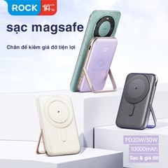 Pin sạc dự phòng không dây kèm giá đỡ điện thoại Rockspace P20 sạc nhanh PD20W 10000mAh BH 12 tháng