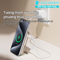 Pin sạc dự phòng không dây Rockspace P20 Pro PD20W Magnetic Holder Wireless tích hợp cáp TypeC dung lượng 10000mAh