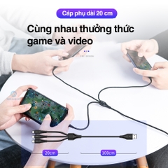 Dây cáp sạc nhanh 3 đầu iphone typeC micro Rockspace Hi-Tensile dây dù sạc 3 thiết bị có BH