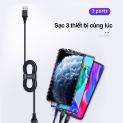 Dây cáp sạc nhanh 3 đầu iphone typeC micro Rockspace Hi-Tensile dây dù sạc 3 thiết bị có BH