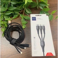 Dây cáp sạc nhanh 3 đầu iphone typeC micro Rockspace Hi-Tensile dây dù sạc 3 thiết bị có BH