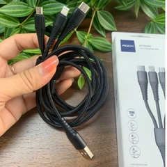 Dây cáp sạc nhanh 3 đầu iphone typeC micro Rockspace Hi-Tensile dây dù sạc 3 thiết bị có BH