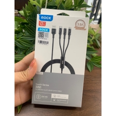 Dây cáp sạc nhanh 3 đầu iphone typeC micro Rock 3.5A độ dài 1.2m dây dù BH 12 tháng
