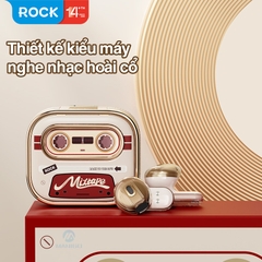 Tai nghe bluetooth Rockspace ốp TWS retro rock tape không dây chính hãng nhét tai bảo hành 1 năm