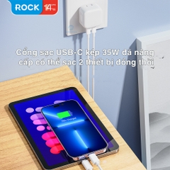 Củ sạc nhanh cho iphone 35W Rockspace T58 2 cổng TypeC ổn định hàng chính hãng bảo hành 12 tháng