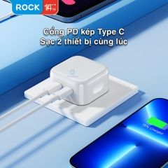 Củ sạc nhanh cho iphone 35W Rockspace T58 2 cổng TypeC ổn định hàng chính hãng bảo hành 12 tháng