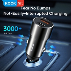 Củ sạc nhanh 15W trên xe hơi ROCKSPACE H20 Dual Port A+C 15W Car Charger Hàng chính hãng BH 2 tháng