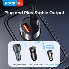 Củ sạc nhanh 15W trên xe hơi ROCKSPACE H20 Dual Port A+C 15W Car Charger Hàng chính hãng BH 2 tháng