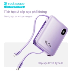 Pin sạc dự phòng tích hợp dây sạc Rockspace Y11 mini sạc nhanh 22.5w 10000mAh hàng chính hãng có BH