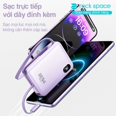Pin sạc dự phòng tích hợp dây sạc Rockspace Y11 mini sạc nhanh 22.5w 10000mAh hàng chính hãng có BH