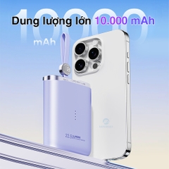 Pin dự phòng mini tích hợp dây sạc Rockspace Powersack 10000mAh sạc nhanh 22.5w bảo hành 12 tháng