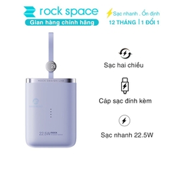 Pin dự phòng mini tích hợp dây sạc Rockspace Powersack 10000mAh sạc nhanh 22.5w bảo hành 12 tháng