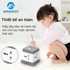 Ổ Cắm điện thông minh kéo dài dạng tháp Manigo 4 ổ 2 cổng USB TypeC dây cắm kéo dài 2,5 mét bh 3 năm