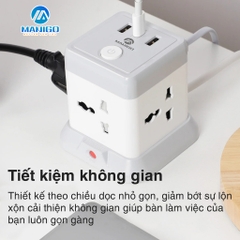 Ổ Cắm điện thông minh kéo dài dạng tháp Manigo 4 ổ 2 cổng USB TypeC dây cắm kéo dài 2,5 mét bh 3 năm