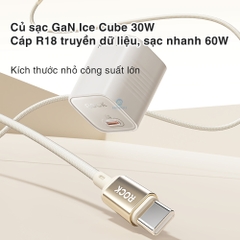 Bộ củ cáp sạc nhanh typeC 30W ROCK Ice²Cube hàng chính hãng Rockspace BH 12 tháng