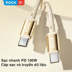 Dây cáp sạc nhanh 100W Rockspce R18 chuẩn typeC to typeC Hàng chính hãng bảo hành 12 tháng