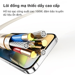 Dây cáp sạc nhanh 100W Rockspce R18 chuẩn typeC to typeC Hàng chính hãng bảo hành 12 tháng