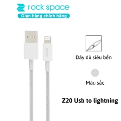 Dây sạc nhanh iPhone chính hãng Rockspace Z20 usb to lightning dây dù 1 mét bảo hành 1 năm
