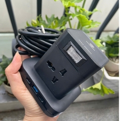 Ổ Cắm điện thông minh kéo dài dạng tháp Manigo 4 ổ 2 cổng USB TypeC dây cắm kéo dài 2,5 mét bh 3 năm