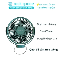 Quạt mini tích điện cầm tay để bàn treo tường Rockspace F35 pin 4000mAh chắc chắn tiện lợi có BH