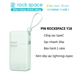 Pin sạc dự phòng Y18 Rockspace sạc nhanh 20000mAh tích hợp cáp sạc lightning bảo hành 12 tháng