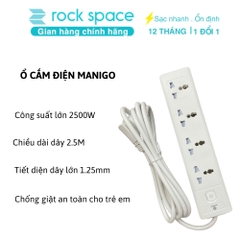 Ổ cắm điện kéo dài chữ nhật Manigo UNS 1K4 4 ổ cắm độ dài dây cắm 2,5 mét Bảo hành 18 tháng