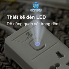 Ổ cắm điện kéo dài chữ nhật Manigo UNS 1K4 4 ổ cắm độ dài dây cắm 2,5 mét Bảo hành 18 tháng
